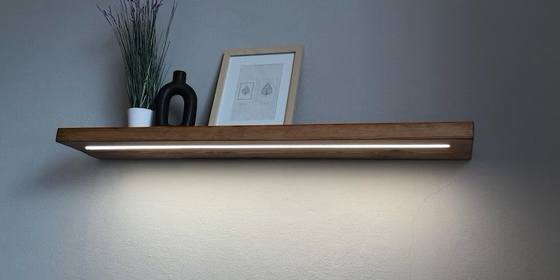 Floating Shelf – Solid Wood with Built-in LED Lighting
