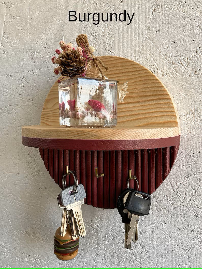 Minimalist Wooden Entryway Shelf – Decorative Key Holder, Wallet & Glasses Organizer, Modern Wall-Mounted Rack