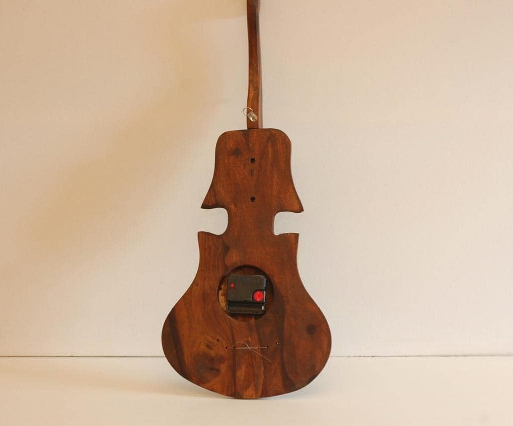 Wooden Guitar Clock Hand Crafted Traditional Artistic Decoration Piece Home decor furniture