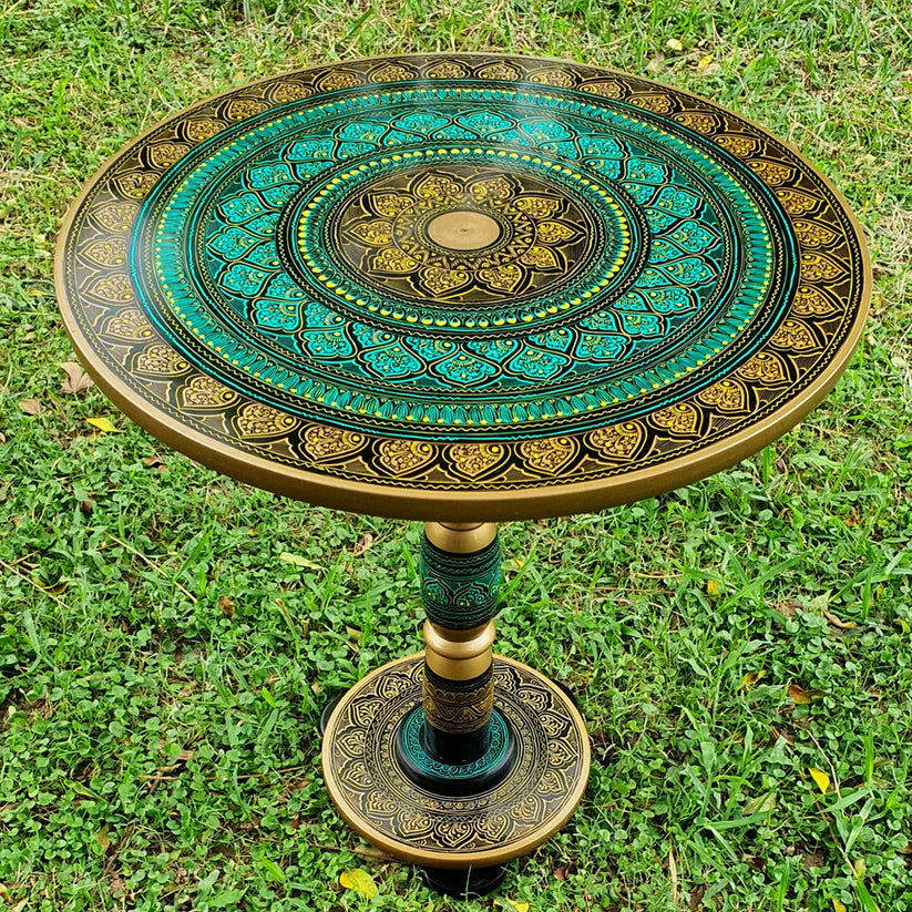 Art Hand Painted Wood MDF Round Coffee Table 16" & 18" Diameter