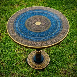 Art Hand Painted Wood MDF Round Coffee Table 16" & 18" Diameter