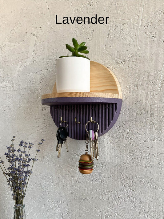 Minimalist Wooden Entryway Shelf – Decorative Key Holder, Wallet & Glasses Organizer, Modern Wall-Mounted Rack