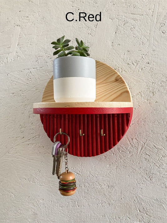 Minimalist Wooden Entryway Shelf – Decorative Key Holder, Wallet & Glasses Organizer, Modern Wall-Mounted Rack